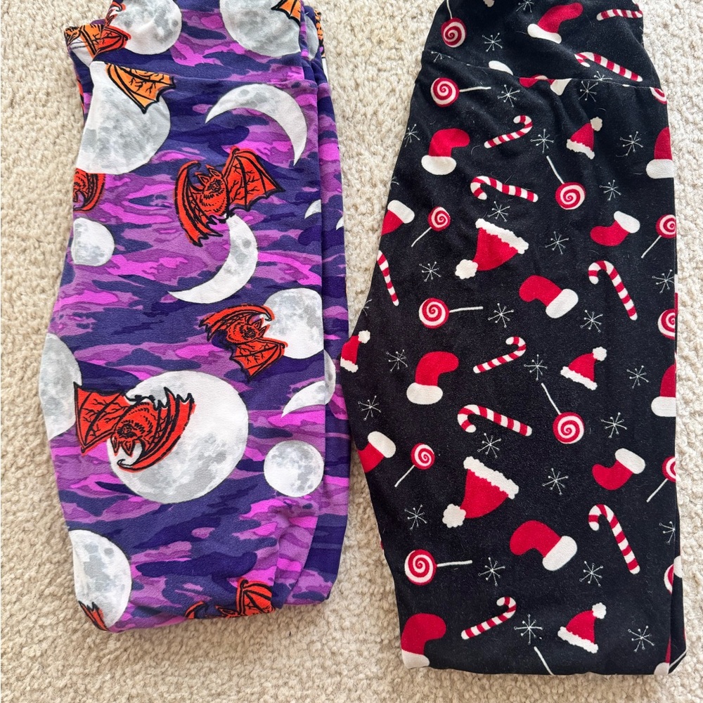 LuLaRoe Purple and Black Pajama Bottoms Cozy Winter Sleepwear